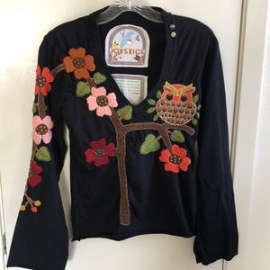 Lot of 2 Joystick embroidered tops black orange